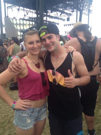 Young couple at the Coachella music festival between sets