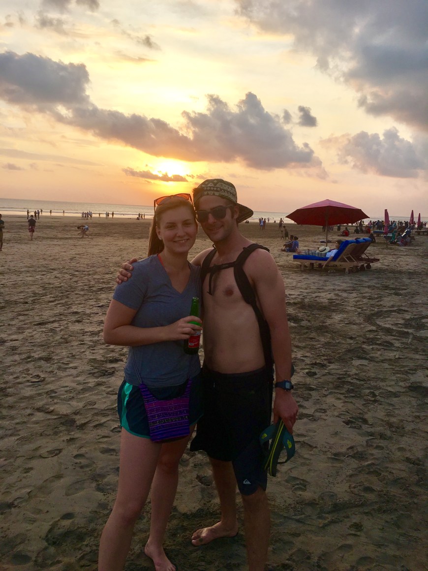 Enjoying the sunset on the beach in Southern Bali together