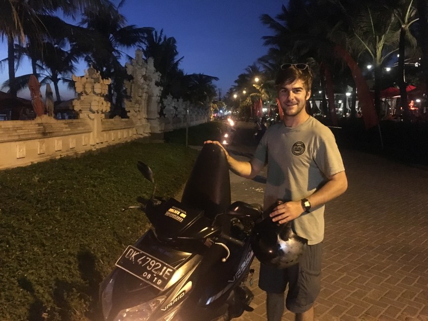 TJ getting his scooter working again after locking the shutter