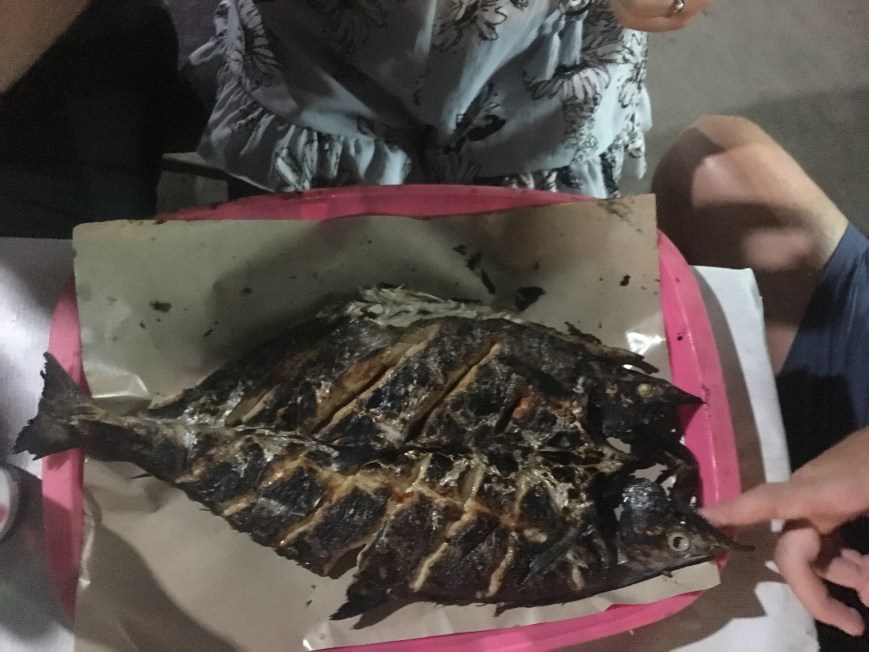 Freshly grilled fish at the night market on Gili T