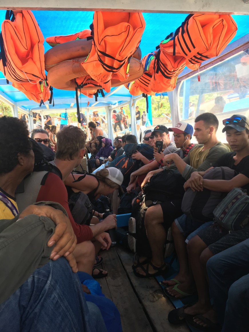 Taking the public boat from Gili T to Gili Air with locals and a group of our friends