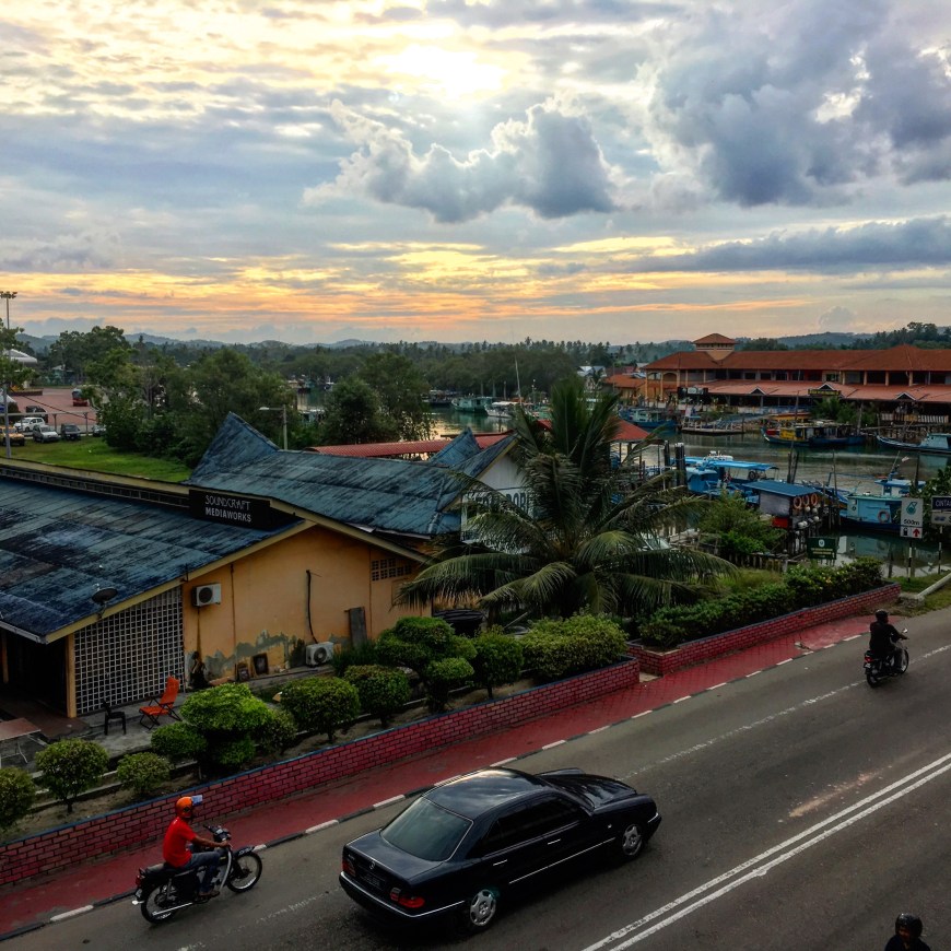Mersing Malaysia just before sunset with beautiful clouds