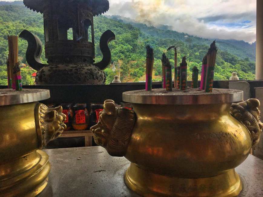Incense burning outside the temple at Kek Lok Si