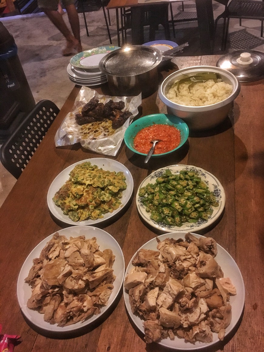 The feast Ralph cooked for everyone at the dive center, and his family