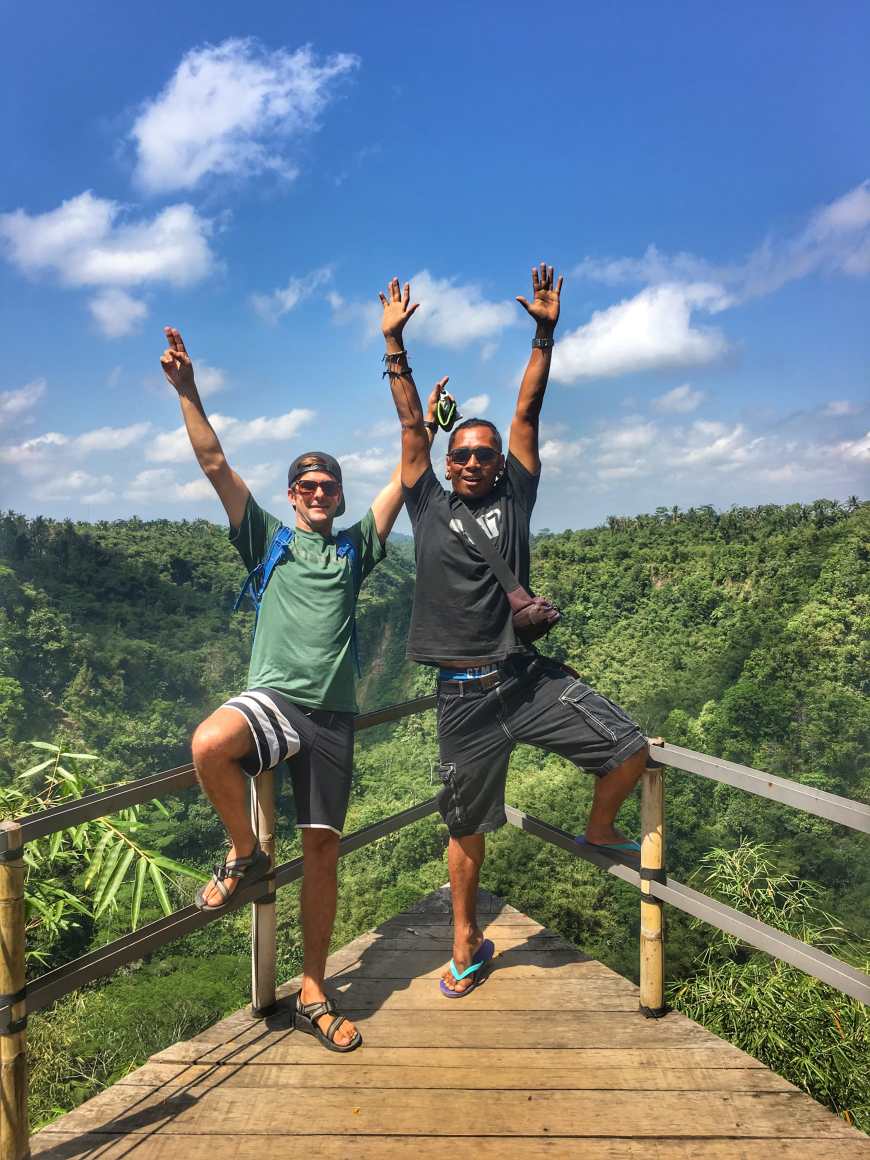TJ and Remy at ABC viepoint in Bagli Bali on a day when Remy was showing us around Bali