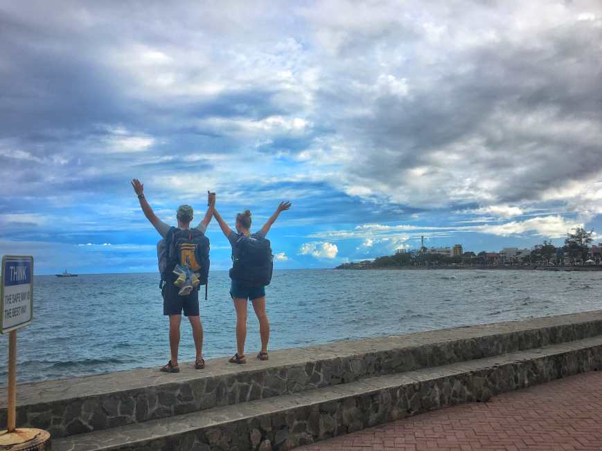 Traveling with our carry-on sized Tortuga Backpacks in Dumaguette, Philippines