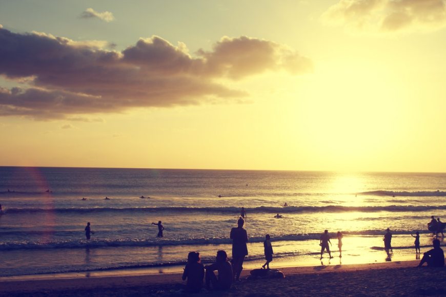 Enjoying the sunset at Kuta Beach, Bali