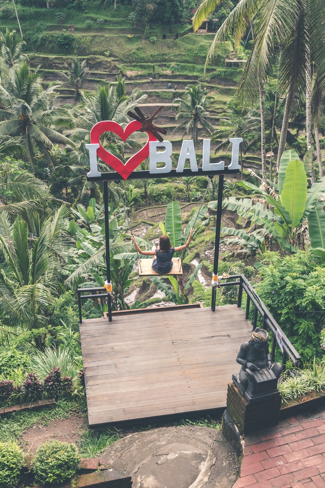 A swing in Bali popular with instagrammers